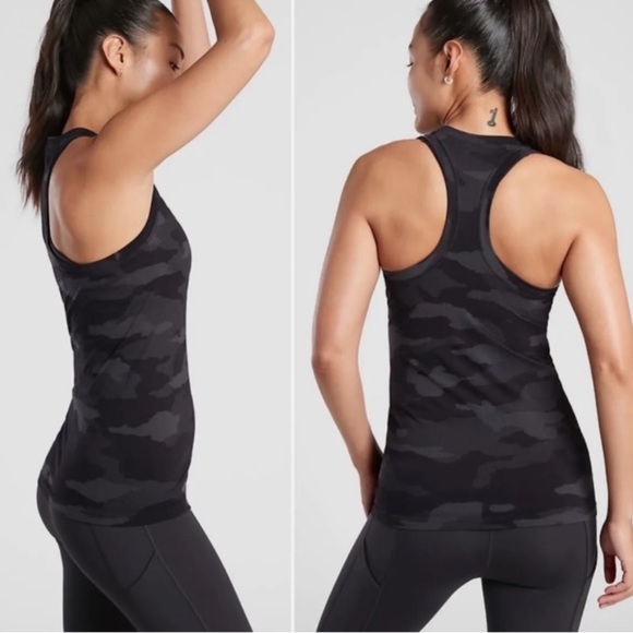 Athleta Tops - Athleta Momentum Camo Tank Black Gray Racerback